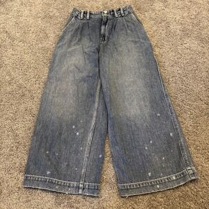 Free People We The Free Fields Cinch Jeans Pants Wide Leg Cotton 24 BOHO Festive